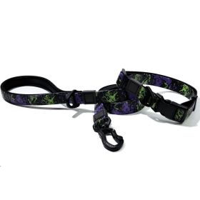 UV Printed Camouflage Embossed Pet Leash Set for Outdoor Activities (Option: Purple-25mm)