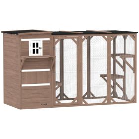 Large Outdoor Multi Level 2 Story Cat Condo for 3 Cats (Option: Brown-1210x810x180 mm)