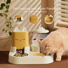 Automatic Pet Feeder With 2200mL-74oz Water Fountain, 1800mL- 60oz Food Dispenser Combo (Option: Yellow)